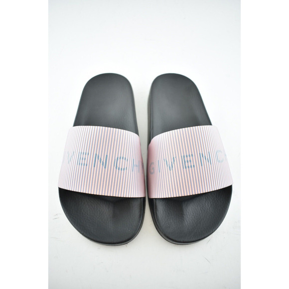 Givenchy Paris Black Pink Metallic Logo Slide On Pool Sandal Flip Flop Flat 36 - Picture 7 of 10